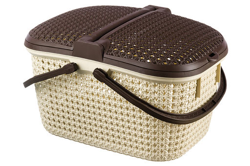 Корзина для пикника 25 л 46*35*27,5 см Паола с 2-мя крышками бежево-коричневая (модель 428) - Elan gallery фото 7
