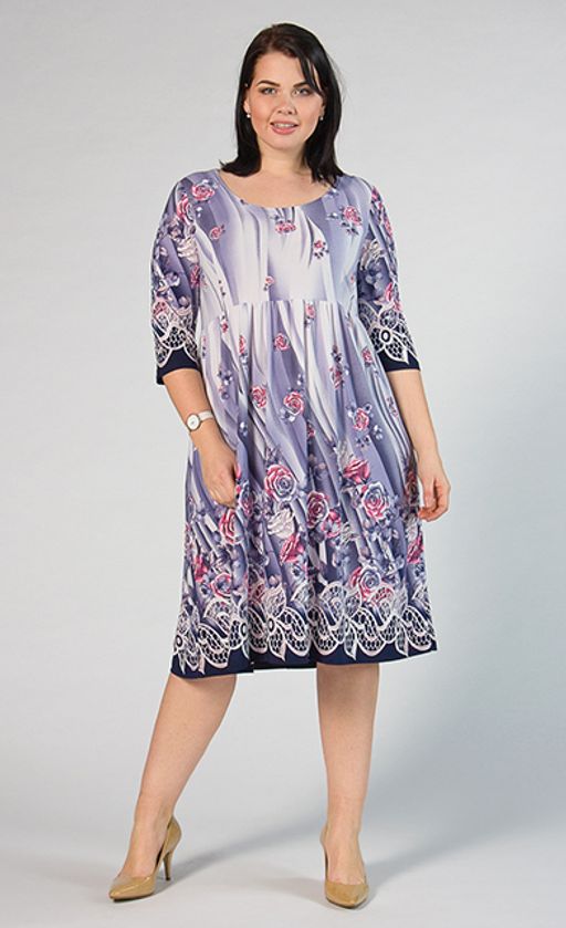 платье из тонкого шелковистого трикотажа с фактурным кружевным узором по низу рукавов - Ckc collections фото 2