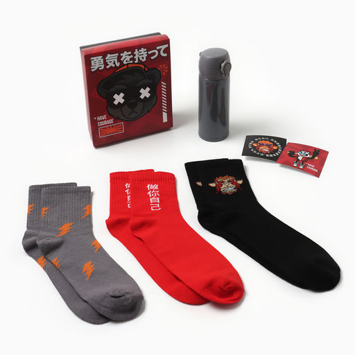 Подарочный набор термос и носки 3 пары KAFTAN Cool vibes, р. 36-37 (22-24 см)  фото 2