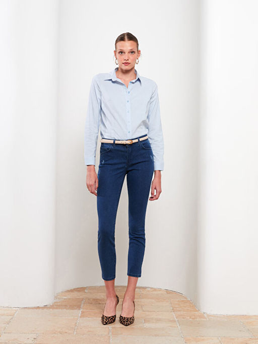 Kad?n Normal Bel Mercury Skinny Fit D?z Jean Pantolon