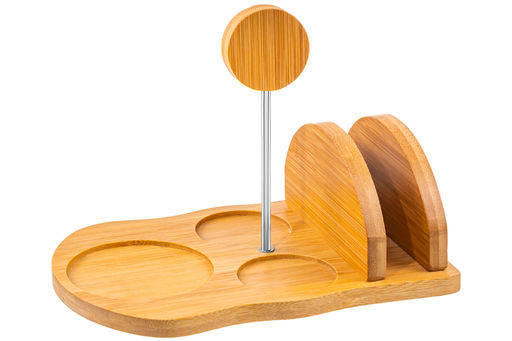 Набор - сахарница 350 мл Жемчуг с ложкой + солонка + перечница + салфетница на дер.подст.с ручкой - Elan gallery фото 6