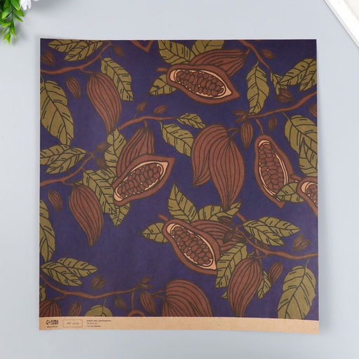 Цена за 5 шт. Бумага для скрапбукинга двусторонняя крафт Какао и цветы, плотность 180 г, 30.5?32 см