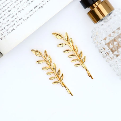 Цена за 2 шт. Невидимки для волос «Либерти», набор 2 шт., листочки, 7.3 см, золото