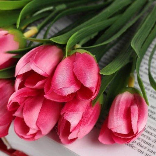 Цена за 10 шт. Цветок искусственный Букет тюльпанов 34 см 6 веток / NT596 /уп 600/ - Галеонтрейд фото 12