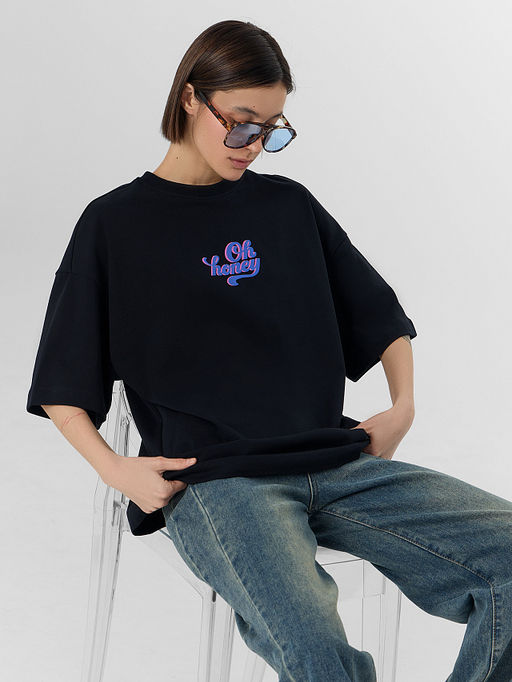 Футболка женская оверсайз черная