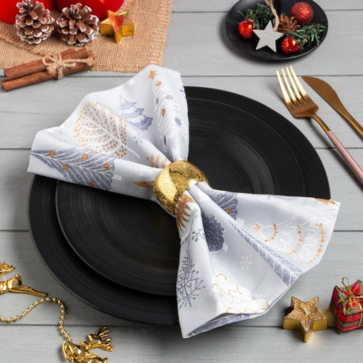 Набор новогодних салфеток Let it snow с декоративными кольцами, 40х40 см - 4 шт, хлопок, саржа - Этель фото 2