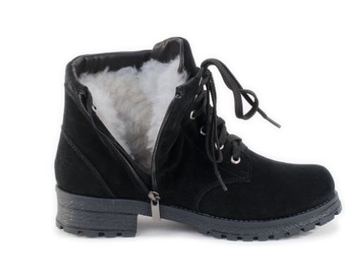 Ботинки женские на литой подошве черные, замша, молния, шнуровка - Roshva фото 10