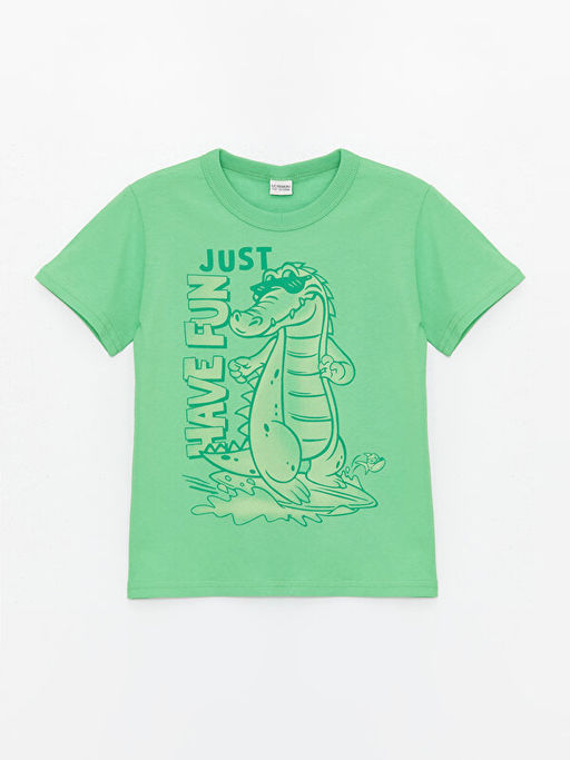 Bisiklet Yaka Bask?l? K?sa Kollu Erkek ?ocuk Ti??rt