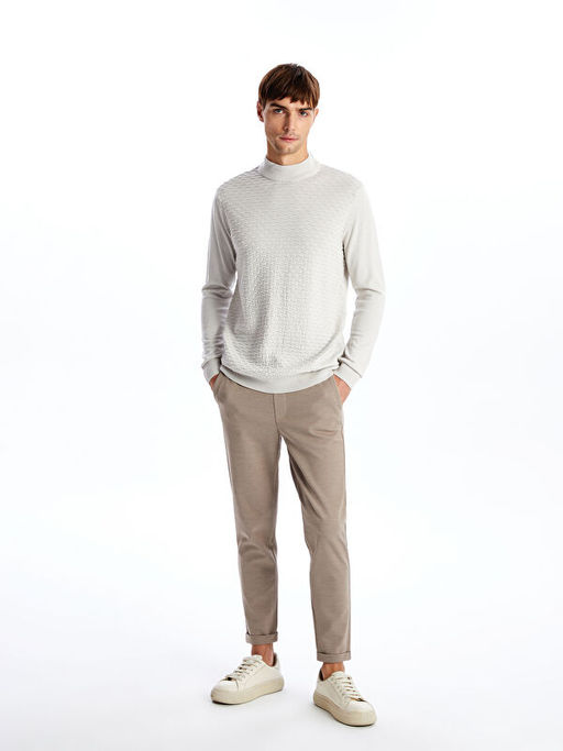 Yar?m Bal?k?? Yaka Uzun Kollu Erkek Triko Kazak