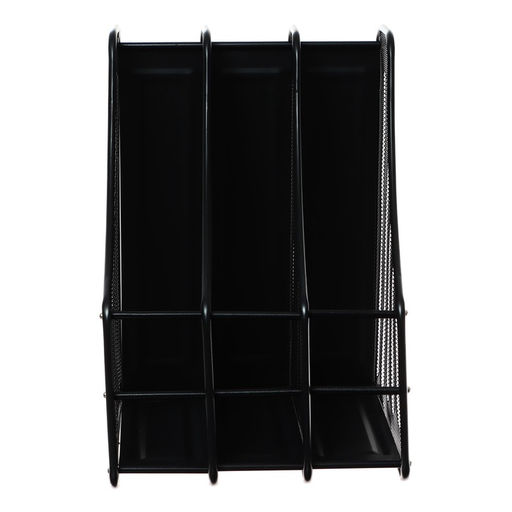 Лоток для бумаг А4, вертикальный, металлическая сетка, 3 отделения, чёрный