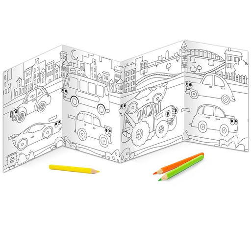 Длинная раскраска Городской транспорт, 1 метр, Синий трактор  фото 2