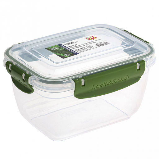 Контейнер для продуктов пластмассовый Мастер 1л, глубокий, прямоугольный, с клипсами, воздухонепроницаемый (герметичный), съемный силиконовый уплотнитель, подходит для СВЧ, цвета микс (Россия) - Домашняя мода фото 3