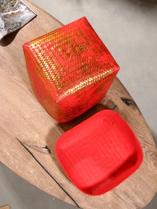 Корзинка плетёная «Голден», 25×25×30 см, розовая