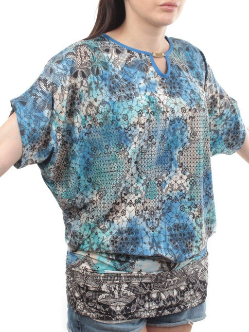 3946 BLUE Туника женская (90% полиэстер, 10% эластан)