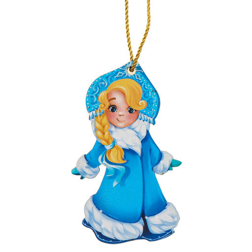 Цена за 4 шт. Ёлочная игрушка - подвеска деревянная Новый год! Снегурочка