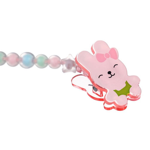 Соска - пустышка силиконовая ортодонтическая M&B «Зайка», от 12 мес., с колпачком, держатель, розовый