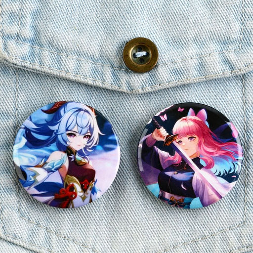 Цена за 10 шт. Значки закатные Аниме девочки, 38 мм, МИКС