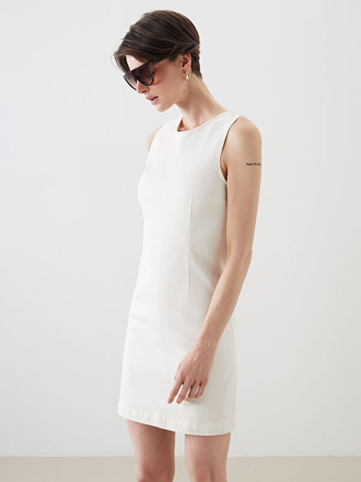 Bisiklet Yaka Mini Jean Elbise