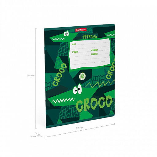 Цена за 10 шт. Тетрадь школьная ученическая ErichKrause Real Croco, 12 листов, клетка (в плёнке по 10 шт.)  фото 4
