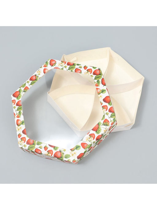 Цена за 5 шт. Коробка кондитерская складная, упаковка «Клубничка», 23×20×4 см