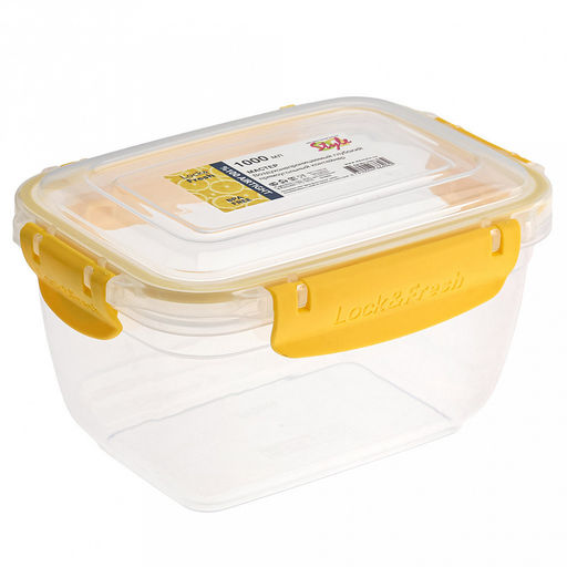 Контейнер для продуктов пластмассовый Мастер 1л, глубокий, прямоугольный, с клипсами, воздухонепроницаемый (герметичный), съемный силиконовый уплотнитель, подходит для СВЧ, цвета микс (Россия) - Домашняя мода фото 2