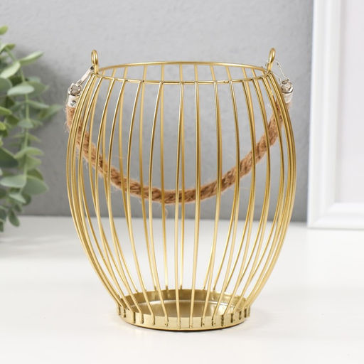 Подсвечник металл на 1 свечу «Корзина», d=10 см, бронза, 15×15×17 см