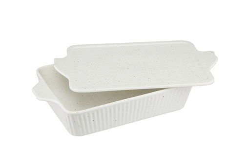 Форма для запекания, 28х20 см, с крышкой, фарфор P, прямоугольная, молочная, в крапинку, Speckle - Maxwell & Williams фото 2