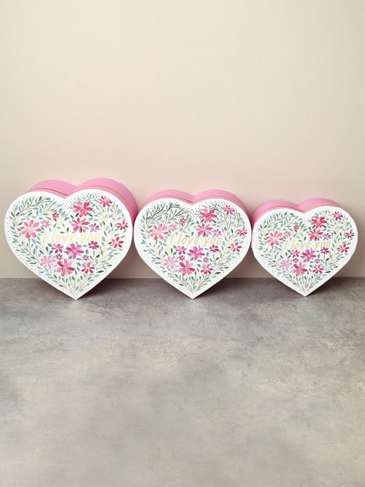 Коробка подарочная 3 штуки Сердце / 1155 /уп 24/16*18.3*7/18*20.3*8/20*22.3*9cm - ГалеонТрейд фото 3