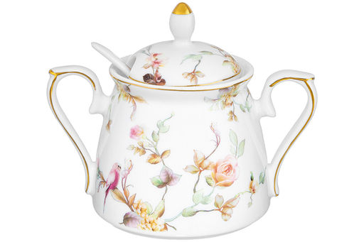 Сахарница 400 мл 15*10*11,5 см Певчие птички с ложкой NEW BONE CHINA, фарфор - Elan gallery фото 5