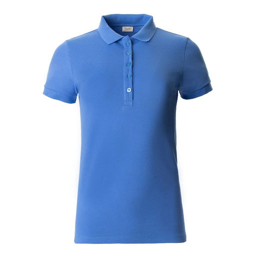 Футболка поло женская MINAKU: Basic line, васильковая, размер 42
