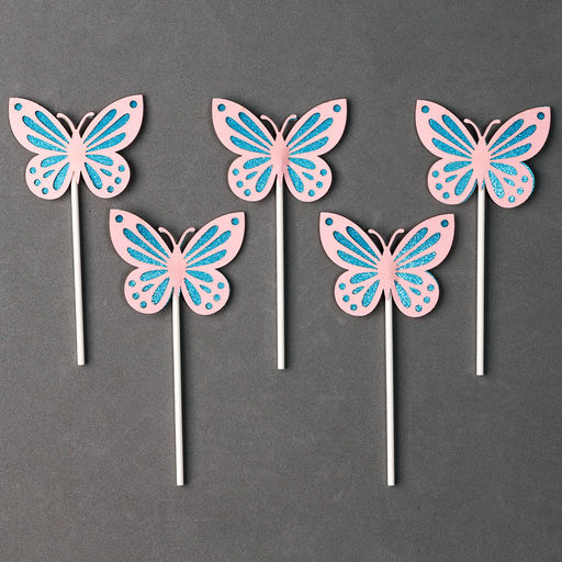 Набор для украшения Бабочки, набор 5 шт, цвет розовый - Страна карнавалия фото 2