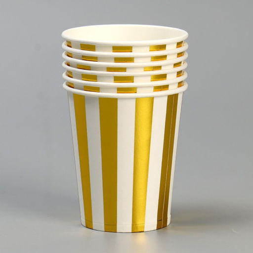 Стакан бумажный Полоска, набор, 6 шт., цвет золото - Страна карнавалия фото 2