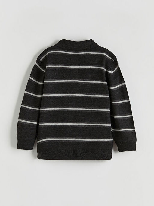 Polo Yaka ?izgili Erkek ?ocuk Triko Kazak