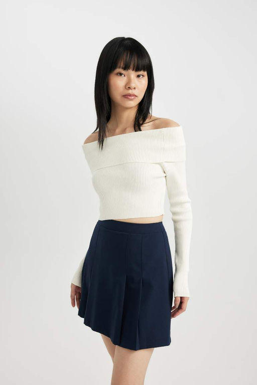 Cool Slim Fit свитер с открытыми плечами - Defacto фото 3