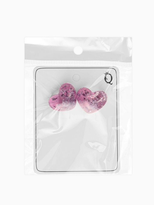 Цена за 2 шт. Серьги с паталью «Сердце блестка», цвет сиреневый в серебре