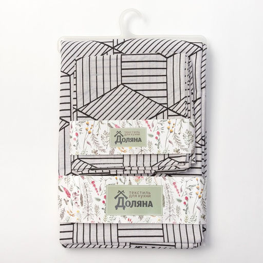 Набор Доляна скатерть 145х200см/салфетки 40х40см 4шт, Тренд бел, 100%пэ, рогожка 200 гр/м  фото 2