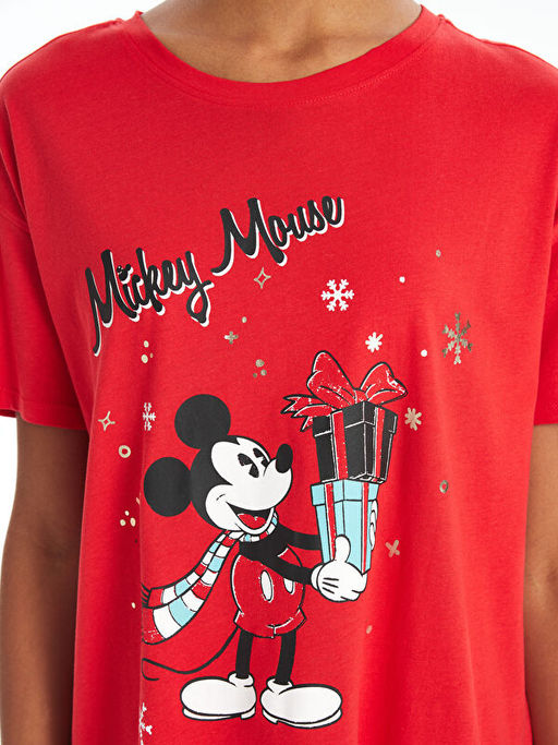 Bisiklet Yaka Mickey Mouse Bask?l? Kad?n Gecelik - Waikiki фото 3