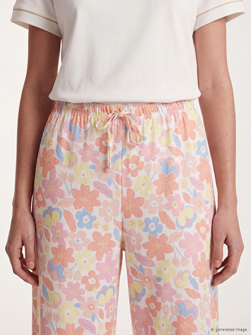 ?i?ekli Kad?n Kapri Pijama Alt?