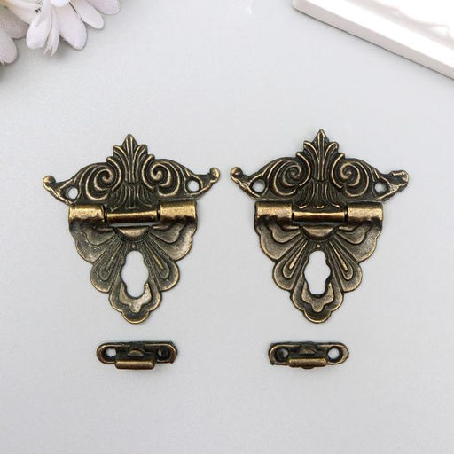 Цена за 2 шт. Замок для шкатулки металл «Узорная», набор 2 шт., 4.8×4.5 см