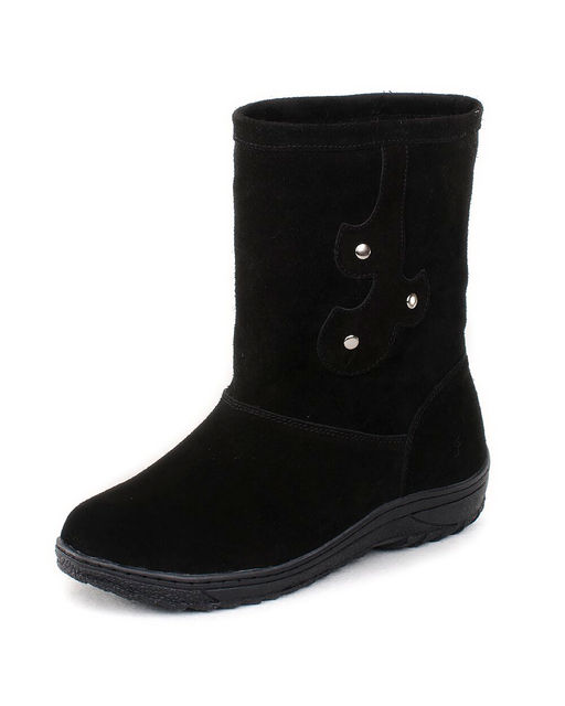 Полусапоги женские на литой подошве., Черные. Замша. Подклад овчина.