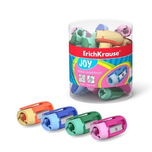 Цена за 5 шт.Точилка ErichKrause JOY, пластиковый корпус, ассорти, в тубусе 48 шт.