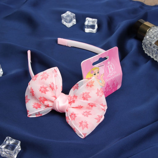 Цена за 2 шт. Ободок для волос «Бантик крошка», листья, 10×1 см, розовый