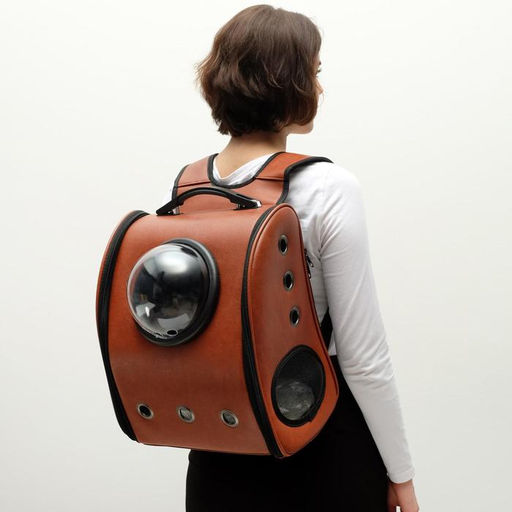 Рюкзак для переноски животных Элеганс, с окном для обзора, 32 х 18 х 37 см, коричневый - Пижон фото 13