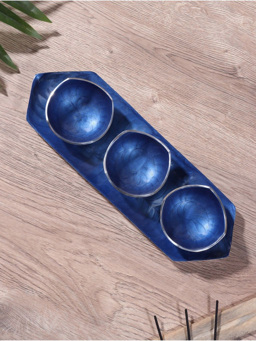 Менажница Аква (набор 3 шт) 9х9х5 см, на подносе, алюминий - Simaland фото 2