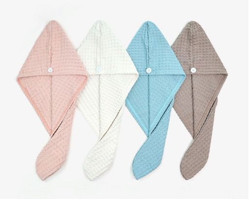 Полотенце-чалма  вафельное  для сушки волос беж - Julystar фото 2