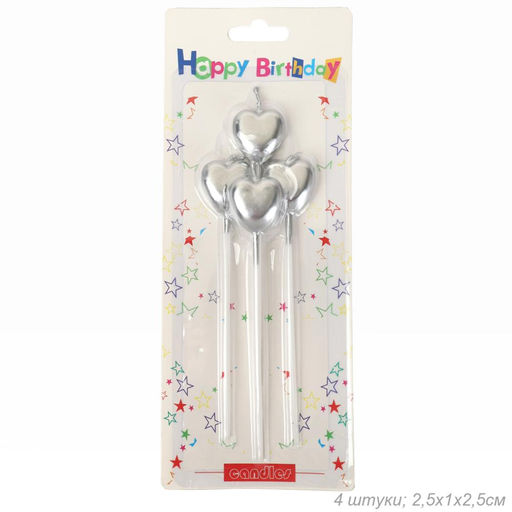 Свеча 4 штуки Сердце набор / GT-6silver /уп 360/ серебро