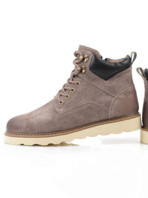 05-H50119M-3 GRAY/BROWN Ботинки зимние мужские (натуральная кожа, натуральный мех)