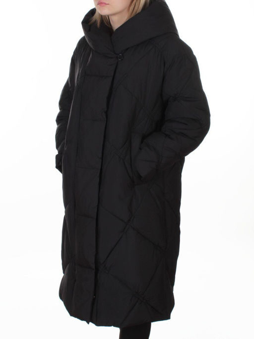 8870 BLACK Пальто зимнее женское оверсайз (200 гр. холлофайбер)