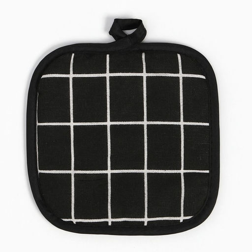 Прихватка Доляна Клетка, цвет чёрный 17х17 см 100% п/э  фото 2