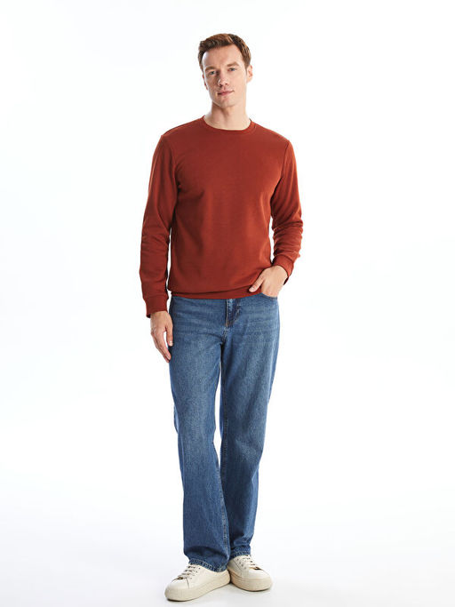 Bisiklet Yaka Uzun Kollu Erkek Kal?n Sweatshirt